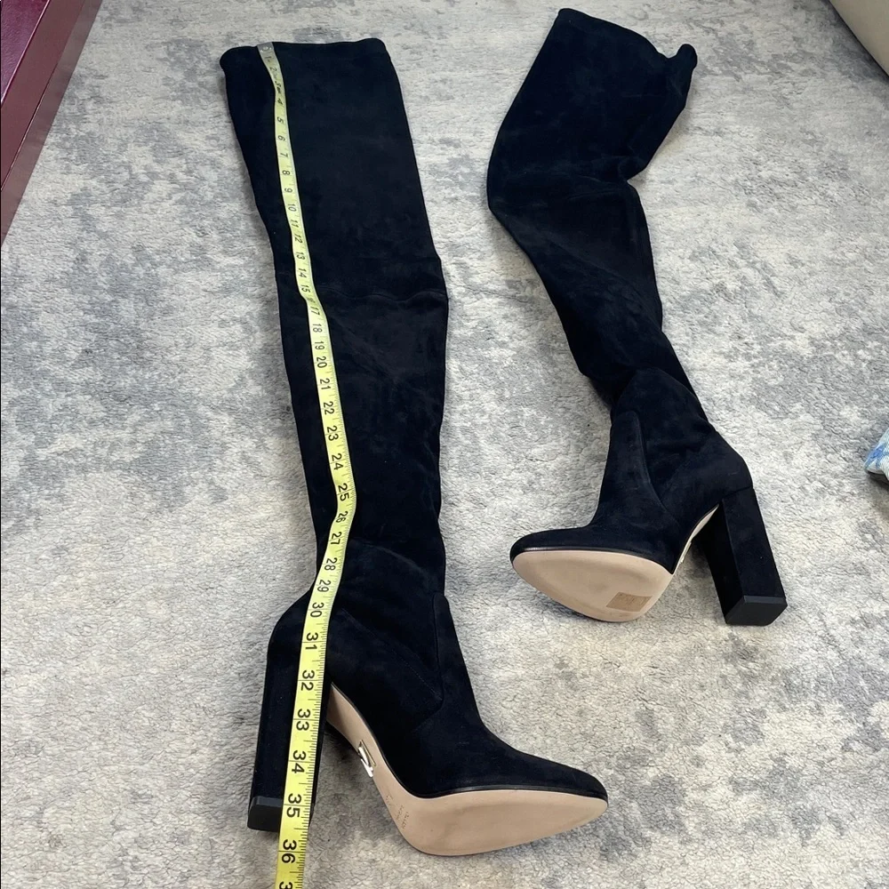 NIB Tamara Mellon Helmut Over The Knee Stretch Suede Boots Thigh Black 37.5